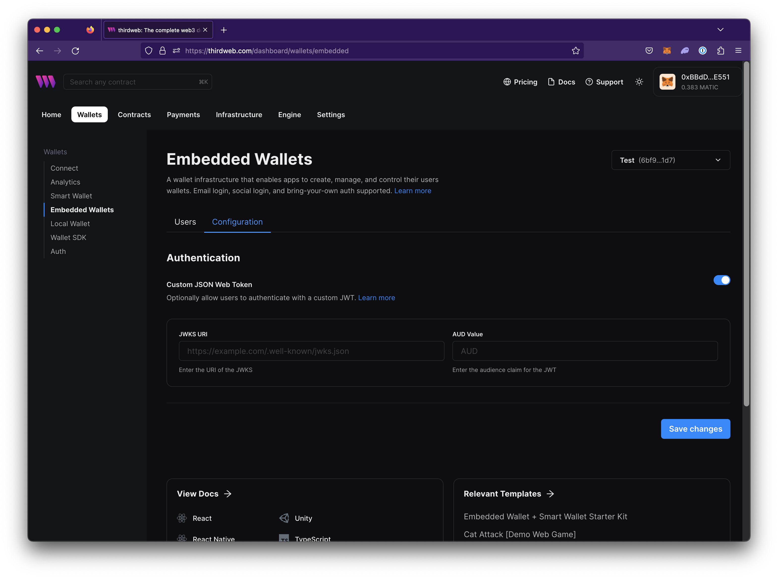 Options for EW Configuration